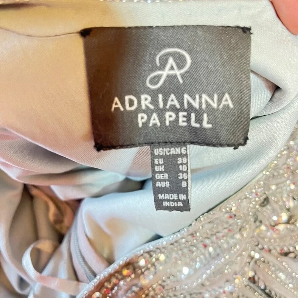 Adrianna‎ Papell Silver Sequin Sleeveless Flapper Party  Dress Size 6
